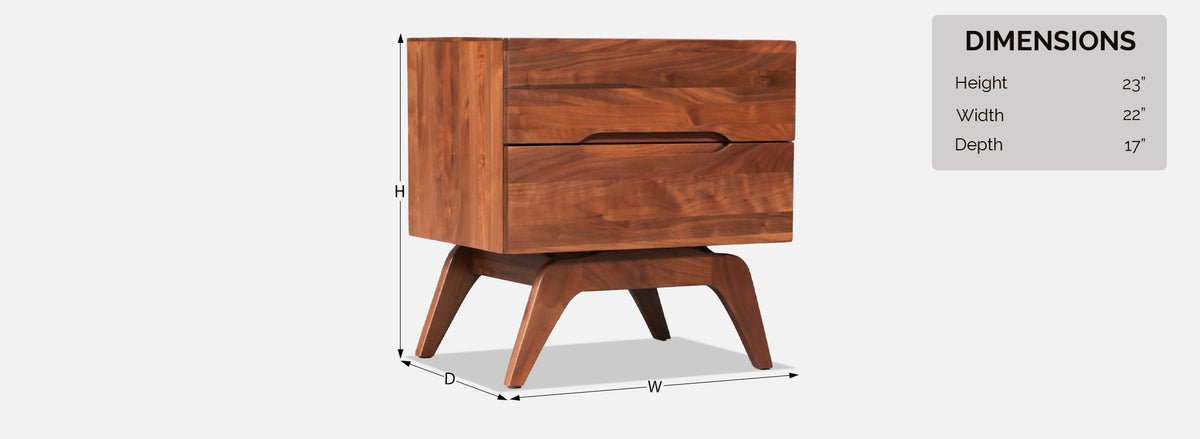 Californian Modern Sculpted Walnut Night Stand