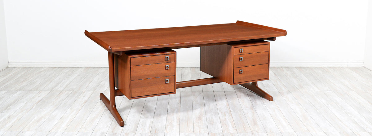 Danish Modern Executive Teak Desk for H.P. Hansen