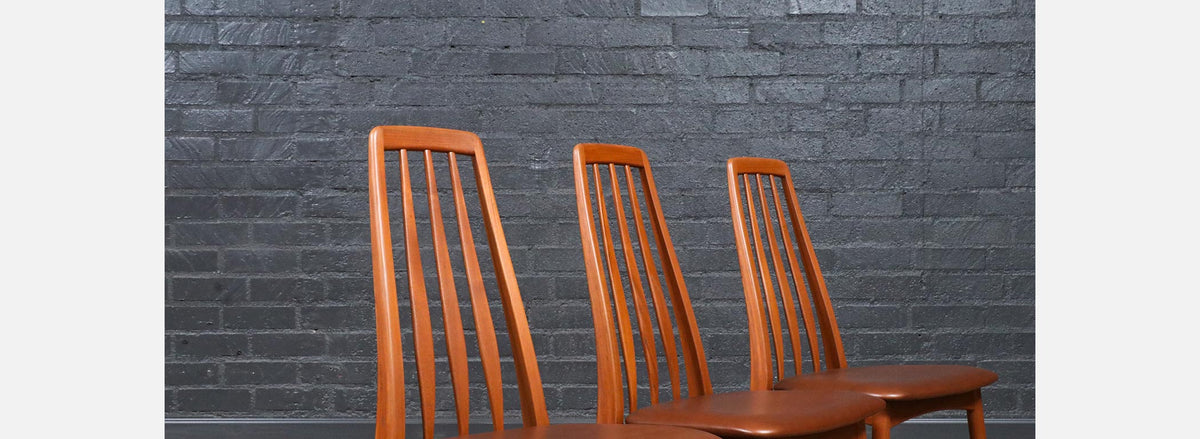 Niels Koefoed "Eva" Teak & Leather Dining Chairs for Koefoeds Hornslet