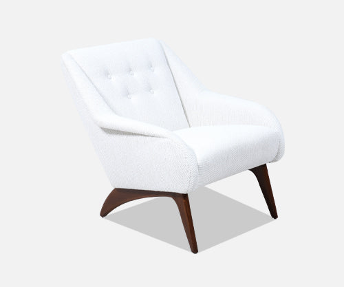 Mid-Century Modern Sculpted Teak & Tufted Lounge Chair