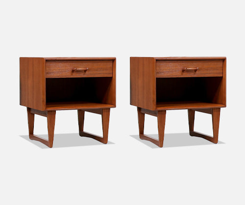 Danish Modern Teak Night Stands with Sculpted Bases