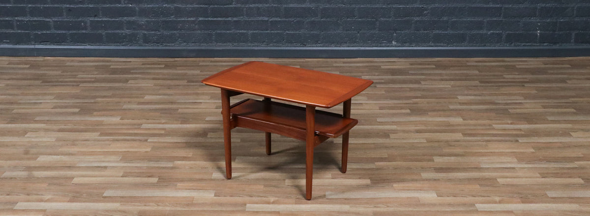 H.W. Klein Teak Side Table w/ Pull Out Tray for Bramin