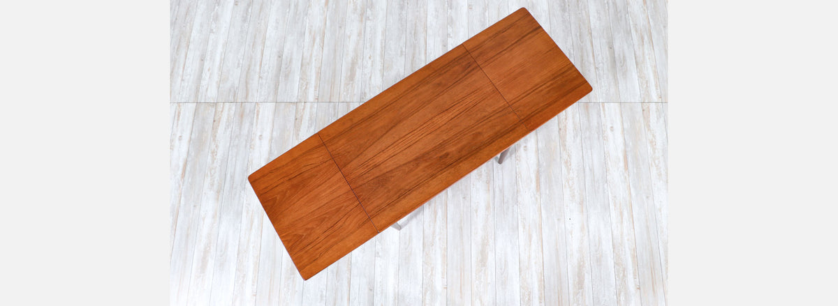 Danish Modern Expanding Teak Sewing Table with Basket