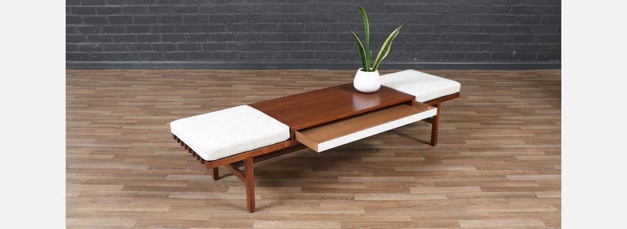 California Modern Slatted Bench / Coffee Table by John Keal