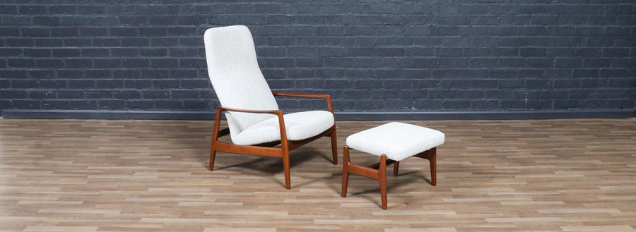 Folke Ohlsson Model-1032 Reclining Chair w/ Ottoman for Dux