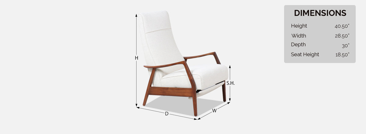 Milo Baughman Sculpted Walnut Reclining Chair for James Inc.