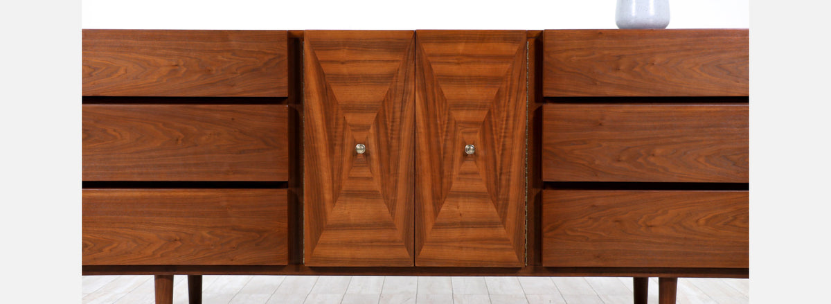 American of Martinsville 9-Drawers Walnut Dresser 