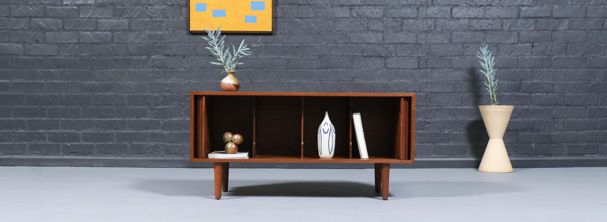 Californian Modern Low Profile Tambour-Door Credenza by Milo Baughman
