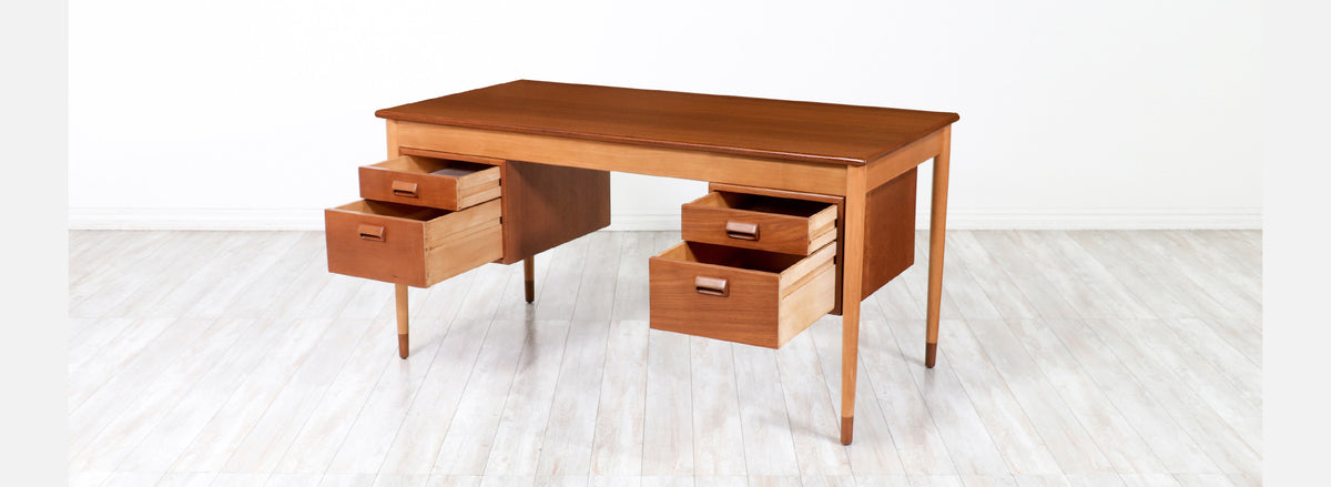 Børge Mogensen Teak & Oak Executive Desk for Søborg Møbler