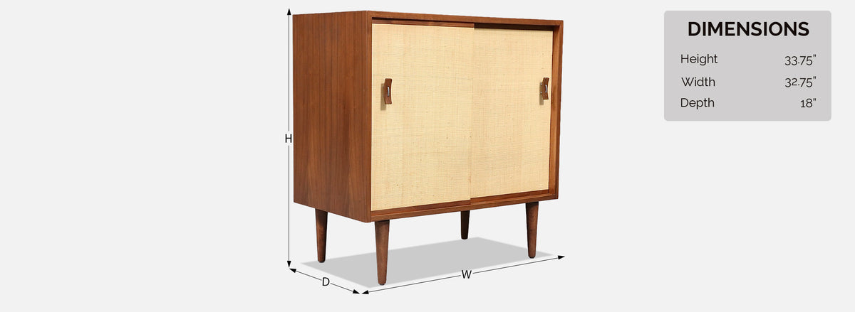 Stanley Young Walnut & Grasscloth Credenza for Glenn of California