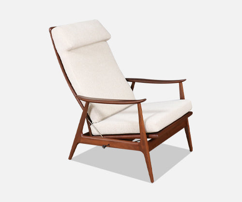 Milo Baughman Sculptural Walnut Reclining Chair for James Inc.