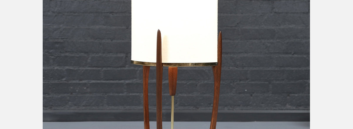 Arthur Jacobs Sculpted Korina Wood Floor Lamp for Modeline of CA