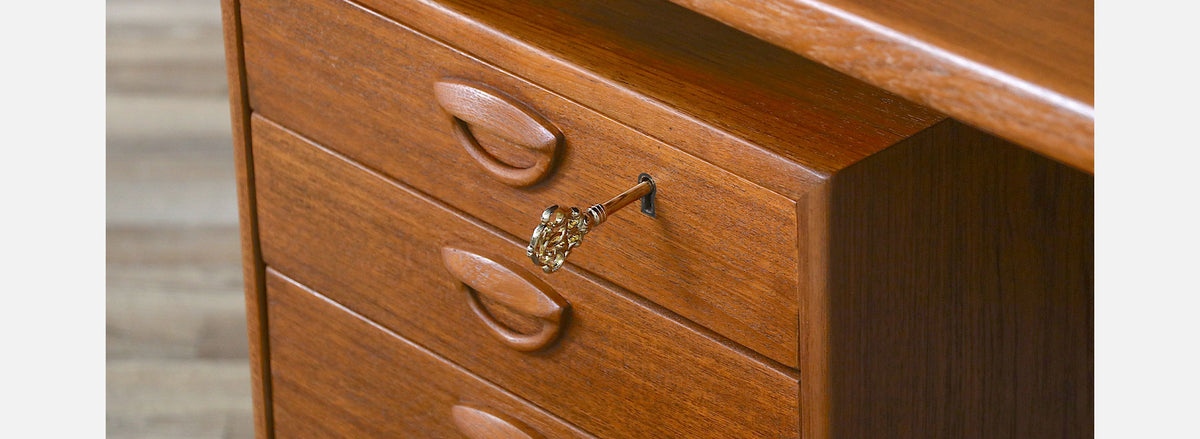 Kai Kristiansen Teak Desk with Bookcase for Feldballes Møbelfabrik