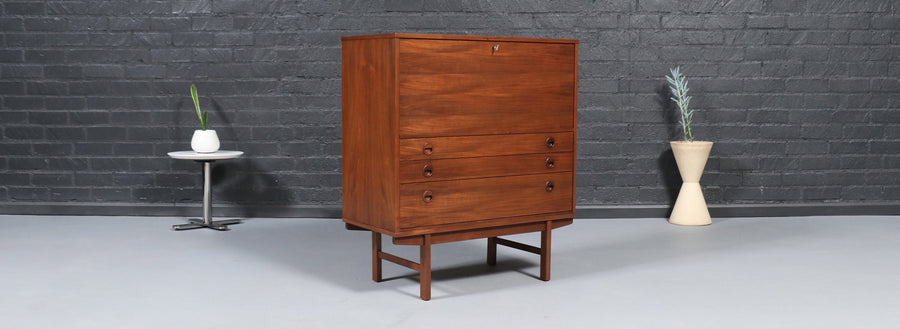 Yngve Ekström Walnut Drop-Leaf Writing Desk for Dux