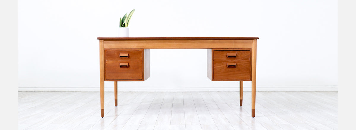 Børge Mogensen Teak & Oak Executive Desk for Søborg Møbler