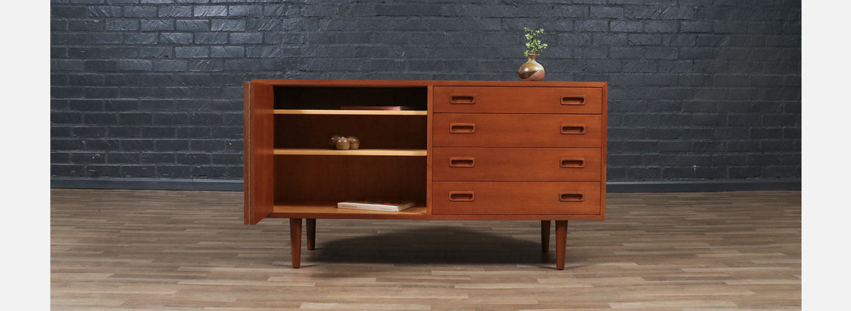 Carlo Jensen Bi-Folding Door Teak Credenza for Hundevad & Co.