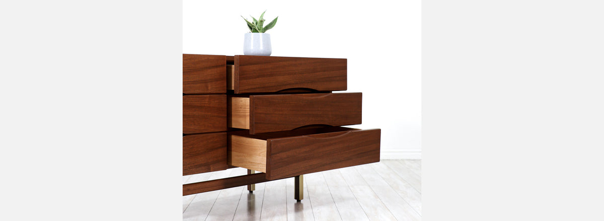 American of Martinsville Dresser with Brass Accents