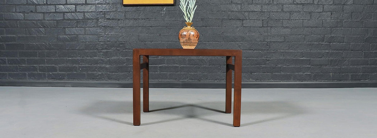 Pair of Californian Modern Travertine Top Side Tables