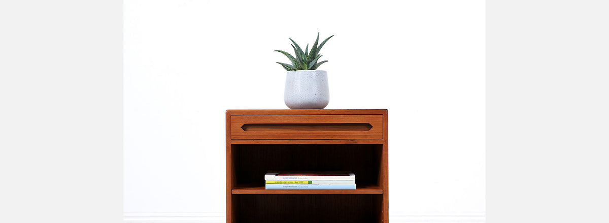 Danish Modern Teak Night Stand with Bookshelf by E.W. Bach