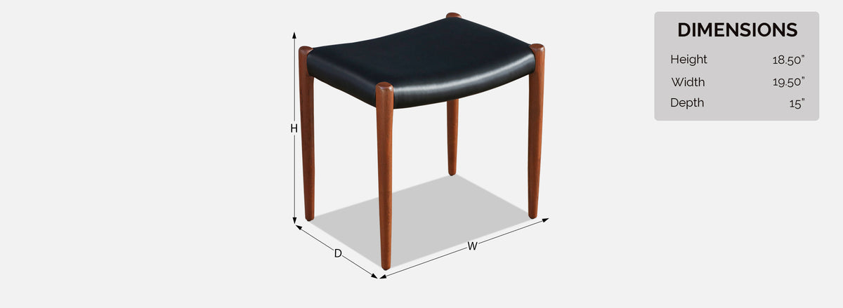 Niels Moller Model-80A Teak & Leather Stool