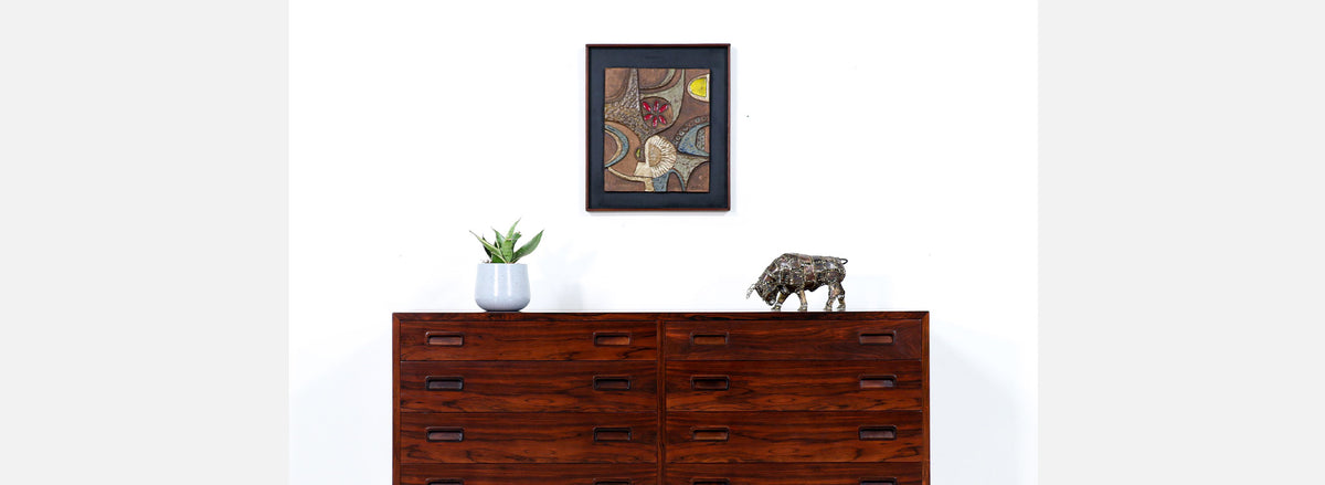 California Modernist Ceramic Plaque Wall Art by Frank Matranga