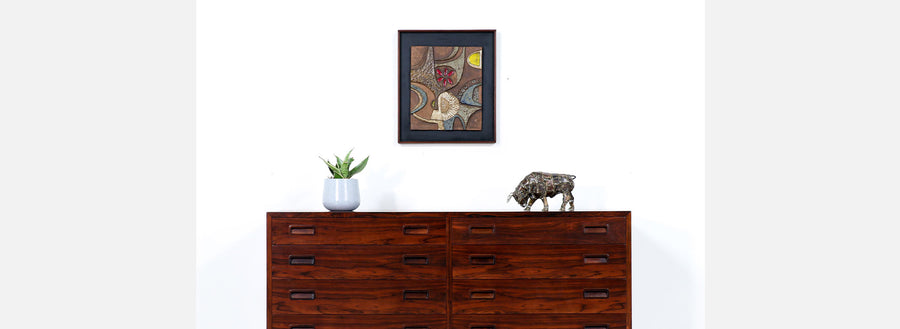 California Modernist Ceramic Plaque Wall Art by Frank Matranga