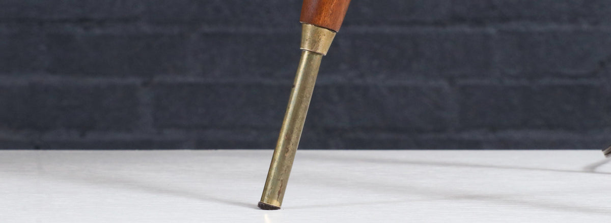 Mid-Century Modern Tripod Brass & Walnut Table Lamp