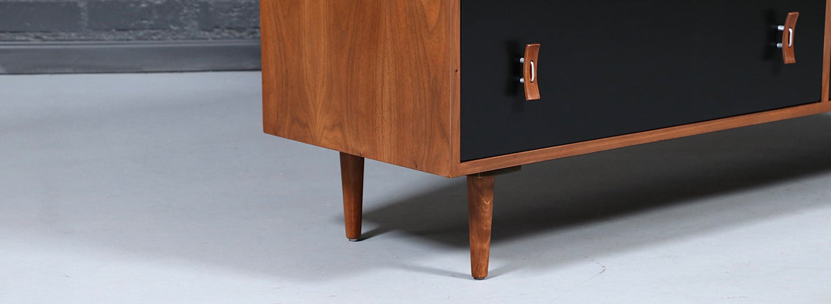 California Modern Two-Tone Black Lacquered Dresser by Stanley Young