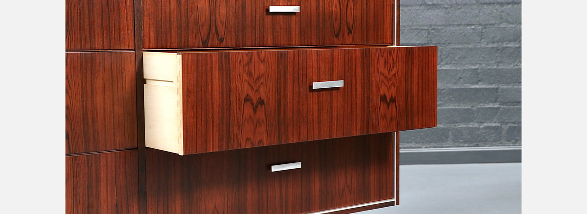 Danish Modern Rosewood Dresser w/ Steel Accents by Falster