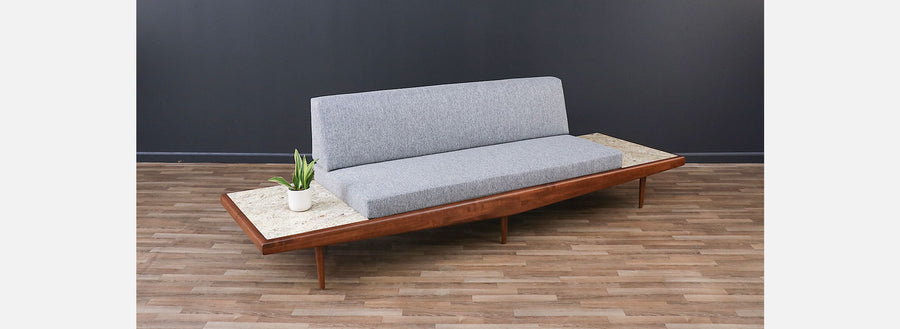 Adrian Pearsall Sofa with Travertine Side Tables for Craft Associates
