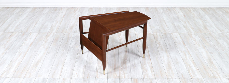 John Keal Side Table with Magazine Holder for Brown Saltman