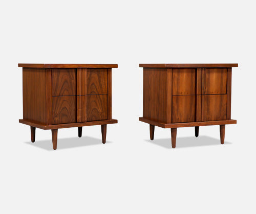 American of Martinsville Sculpted Walnut Night Stands