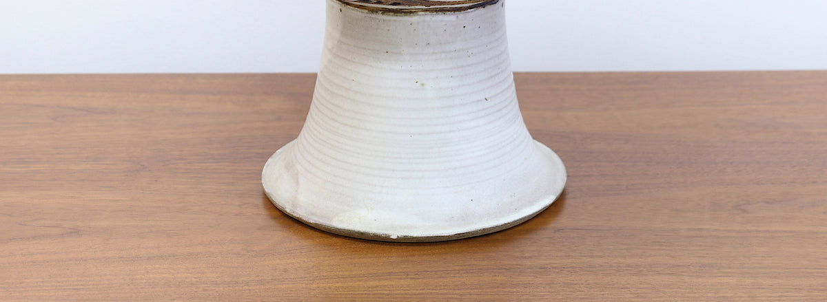 Mid-Century Modern Signed Large Ceramic Footed Bowl Vase