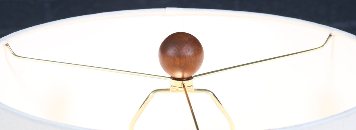 Tony Paul Sculpted Brass & Walnut Table Lamps for Westwood Industries