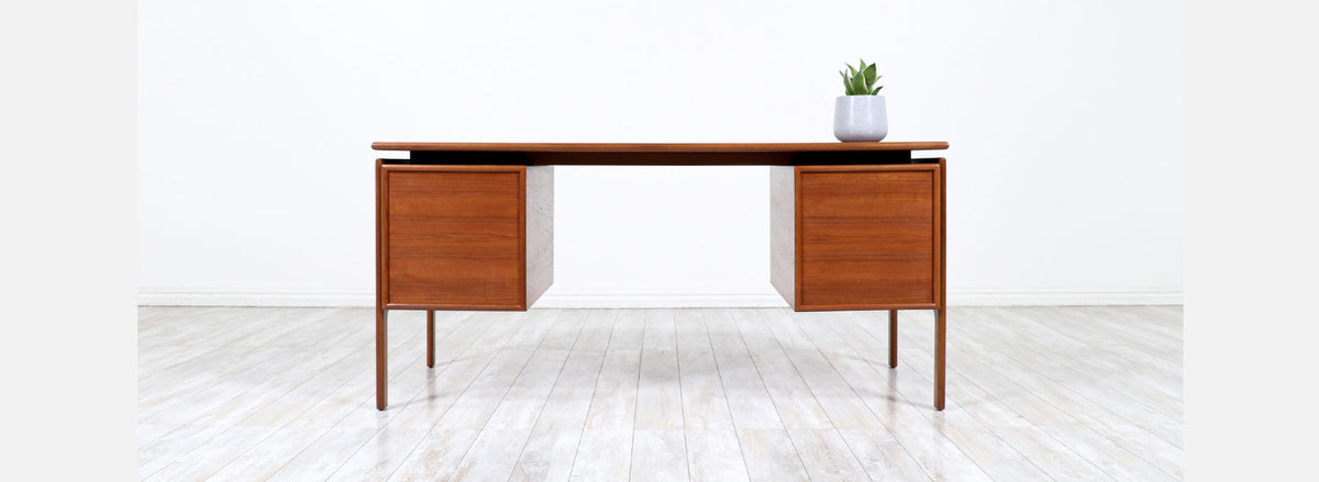 Danish Modern Floating-Top Teak Desk by G.V. Møbler