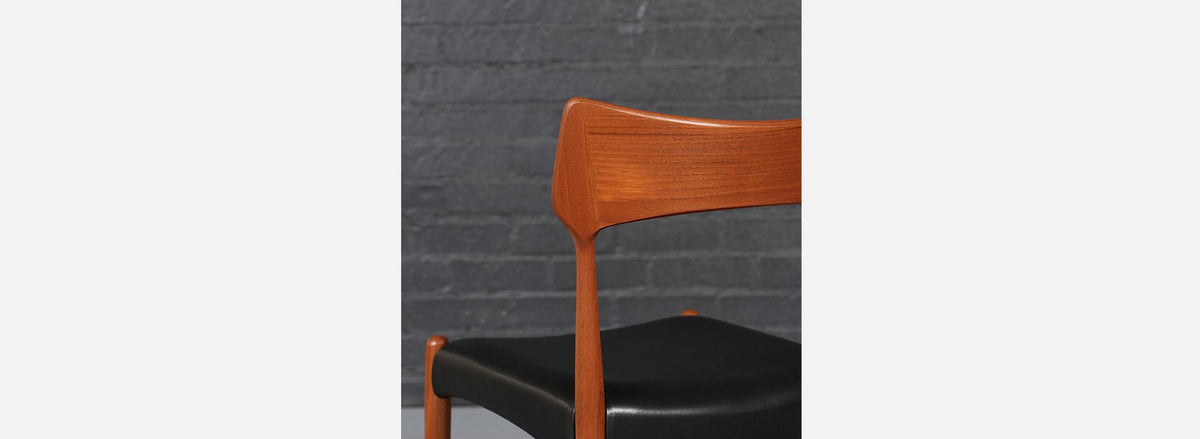 Danish Modern Teak & Leather Dining Chairs by Bernhard Pedersen 