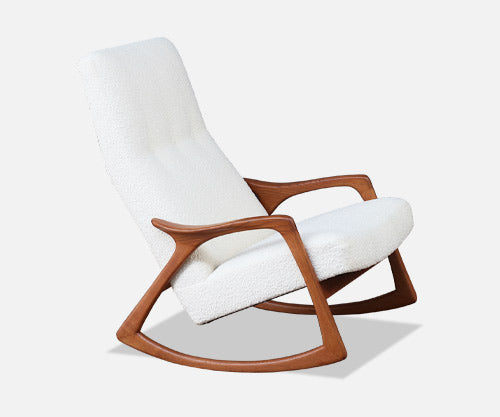 Danish modern Teak & Boucle Rocking Chair by Broderna Anderssons