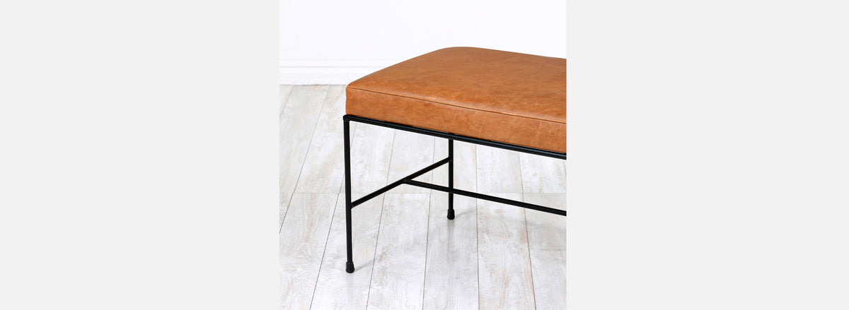 Paul McCobb "Planner Group" Leather & Iron Bench for Winchendon Furniture