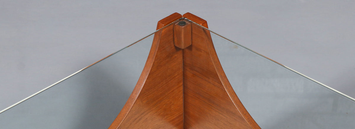 H.W. Klein Rolling Teak & Glass Coffee Table for Bramin