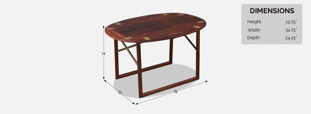 Svend Langkilde Rosewood & Brass Removable Tray Table