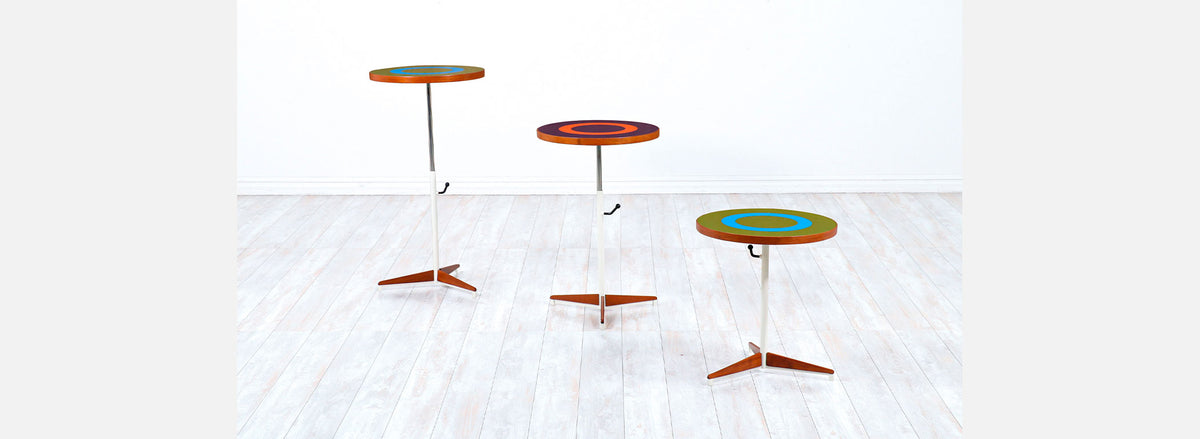 Peter Pepper Products Adjustable Tripod Teak Side Table
