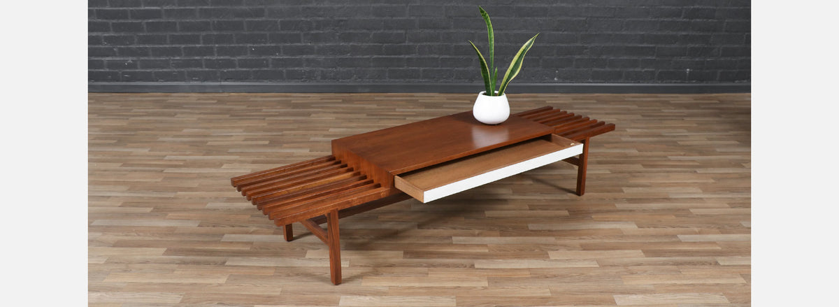 California Modern Slatted Bench / Coffee Table by John Keal