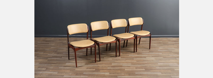 Erik Buch Rosewood & Leather Dining Chairs for O.D. Mobler