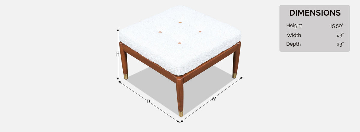 Swedish Modern Boucle & Leather Stool by Folke Ohlsson for Dux