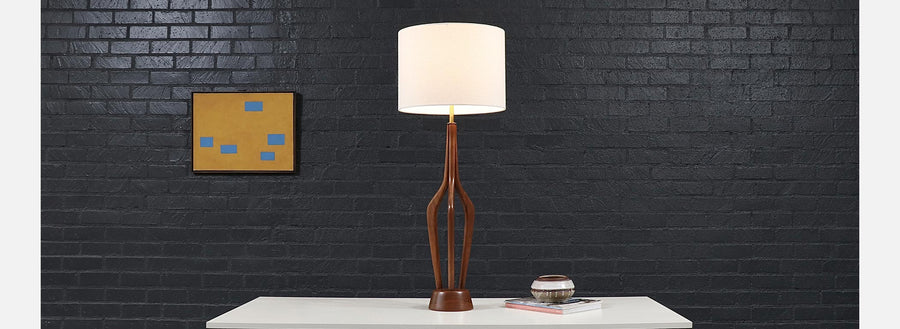 David Shreve Sculpted Walnut & Brass Table Lamp for V.H. Woolums