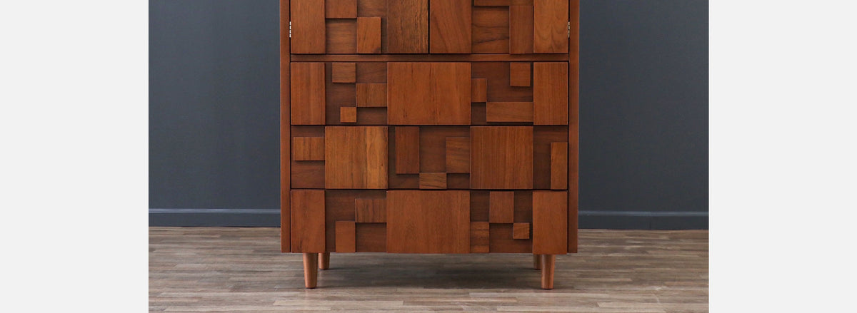 Mid-Century Brutalist "Staccato" Highboy Dresser by Lane