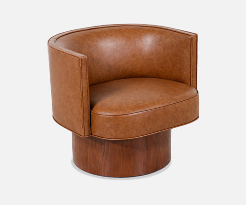 Milo Baughman Swivel Cognac Leather Tub Chair for Thayer Coggin