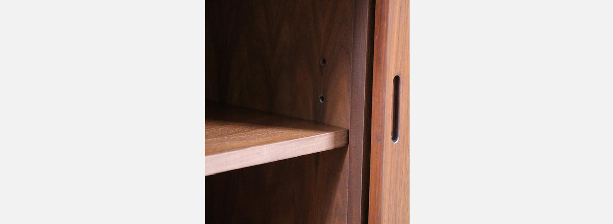 Custom Made Walnut Credenza w/ Sliding Doors by Danish Modern LA