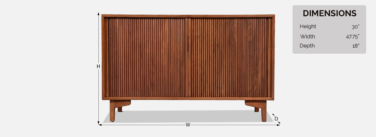 Vintage California Modern Tambour-Door Walnut Credenza by Barzilay
