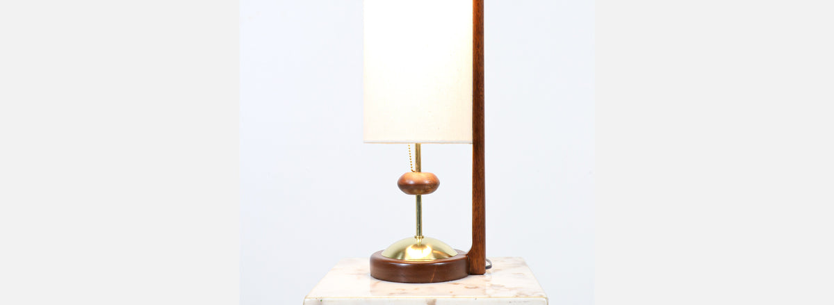Modeline of California Modern Sculpted Walnut & Brass Table Lamp